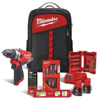   Milwaukee M12FPD-202BH ütvefúró-csavarozó szett villanyszerelőknek
