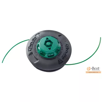   Oleo-Mac damilfej zöld gomb Load&Go 130mm,2.4mmbalos anya adapter 10x1.25mm