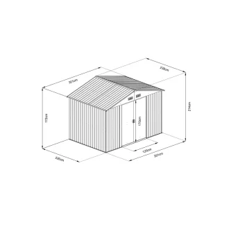 Riwall RMSA 8x10 fém kerti tároló 3 x 2,4 m - antracit